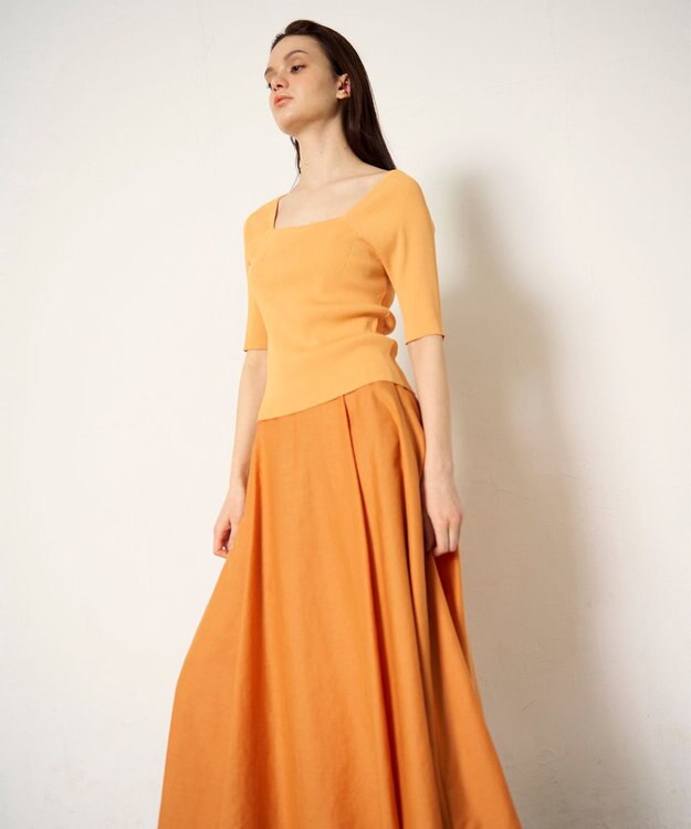 GRACE CONTINENTAL ハーフスリーブニットトップ オレンジ