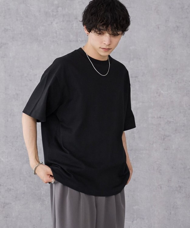 WEGO 【ユニセックス着用アイテム/綿100%/SMLXLサイズ展開】シルキーリッチヘビーコットンT ブラック