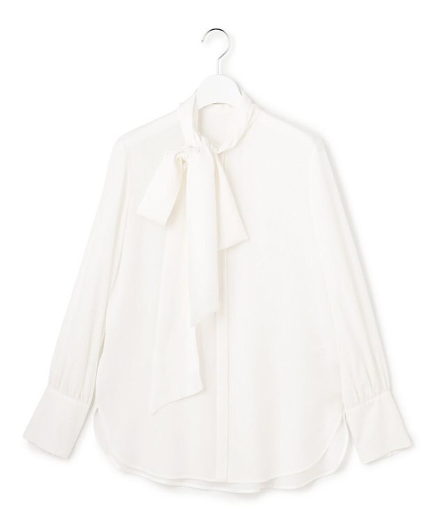 ICB L セルロースシルクビエラ ボウタイ付きブラウス オフホワイト