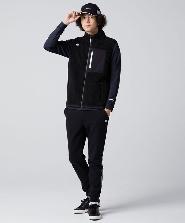 PW CIRCULUS 【MEN】【撥水/防風】ボア ジップアップ ベスト ブラック系