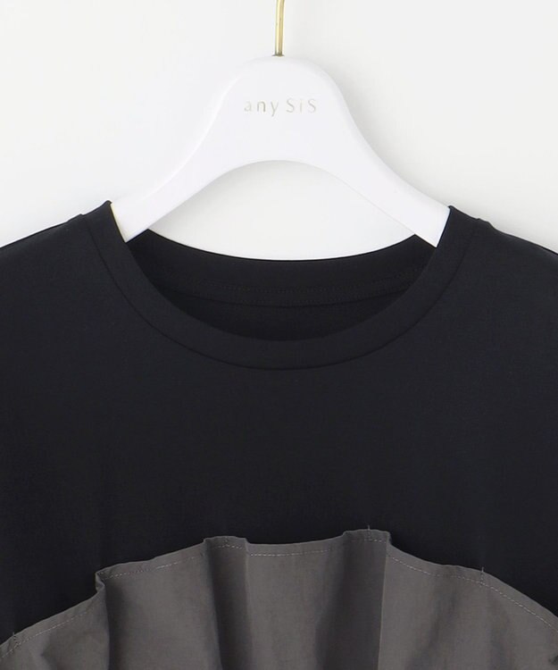 ANY SIS S 【洗える】ビスチェコンビ Tシャツ ブラック×チャコール
