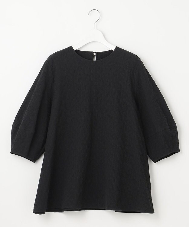 UNFILO 【洗える/シワになりにくい】フクレジャガードブラウス ブラック