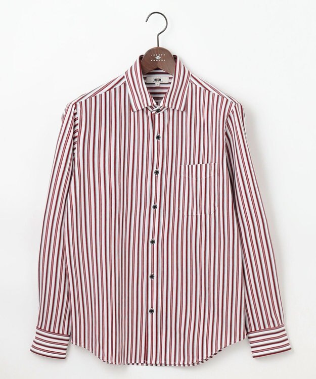 JOSEPH ABBOUD 【ストレッチ・イージーケア】ジャージーストライプシャツ ワイン系1