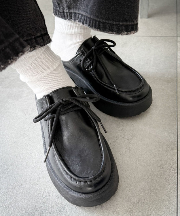 WEGO レースアップデザインサボ ブラック