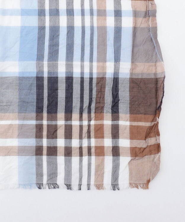 JOSEPH ABBOUD 【bugatti×V.FRAAS】ビッグチェック コットン ストール サックスブルー系4