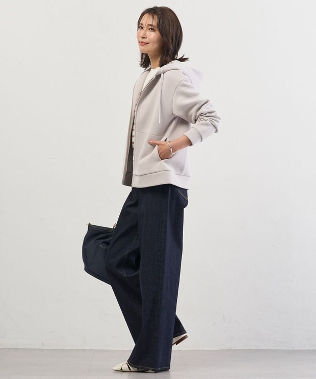 J.PRESS LADIES L ダンボールジャージー パーカー ライトグレー系