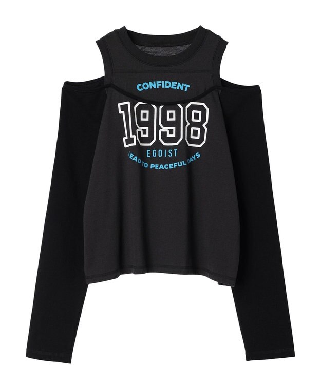 Green Parks ＥＧＯＩＳＴ　肩開きロゴ長袖プルオーバー Black