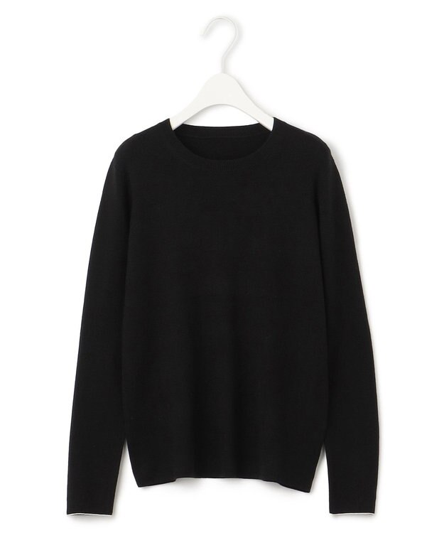 ICB 【洗える】エクストラファインメリノ クルーネックプルオーバー ブラック系