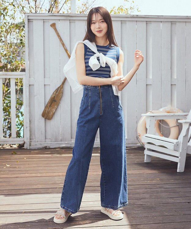 earth music&ecology ワイドシルエットシアーシャツ Off White