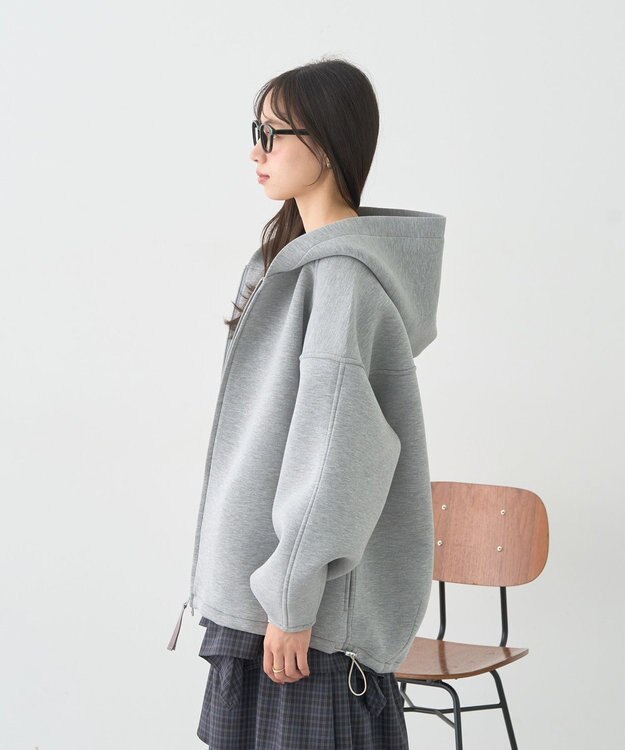 earth music&ecology 【軽量】ダンボールニットフーディーブルゾン Gray Mixture