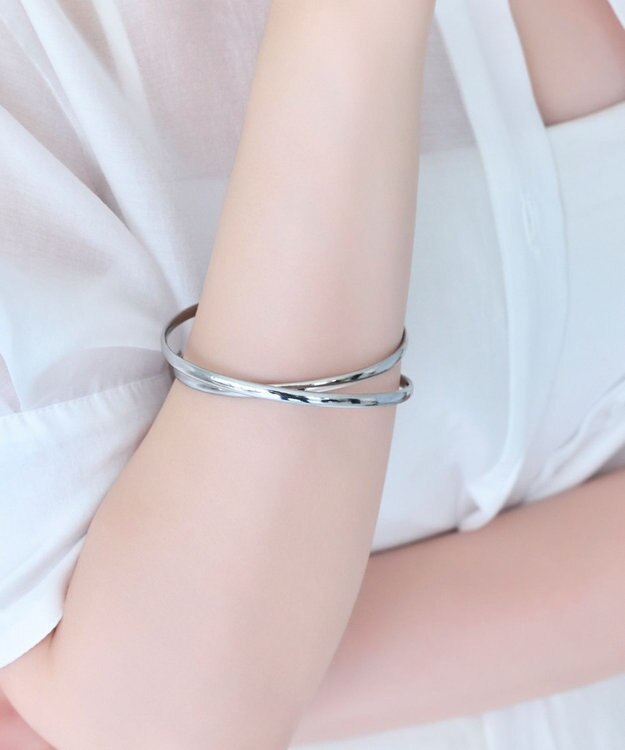 Phoebe 【金属アレルギー対応】ツインカレントカフバングル　シルバー/ニッケルフリー シルバー