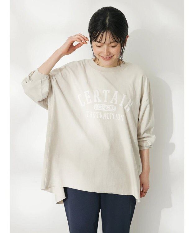 CRAFT STANDARD BOUTIQUE プリント裏毛チュニック Ivory