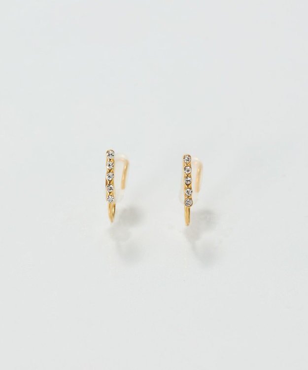 Phoebe 【痛くないシリーズ/金属アレルギー対応】ストレートビジューライトフィットイヤリング ゴールド