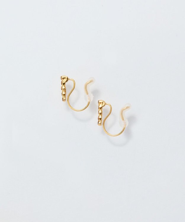 Phoebe 【痛くないシリーズ/金属アレルギー対応】ストレートビジューライトフィットイヤリング ゴールド