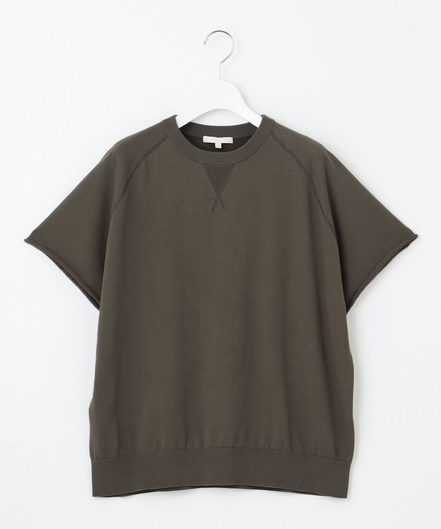 自由区 【洗える】コットンループバックスウェット ニット ダークカーキ