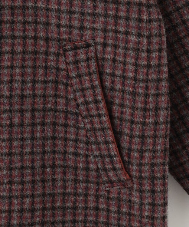 自由区 【リバーシブル】ウールリバー フード付きショートコート レッド系