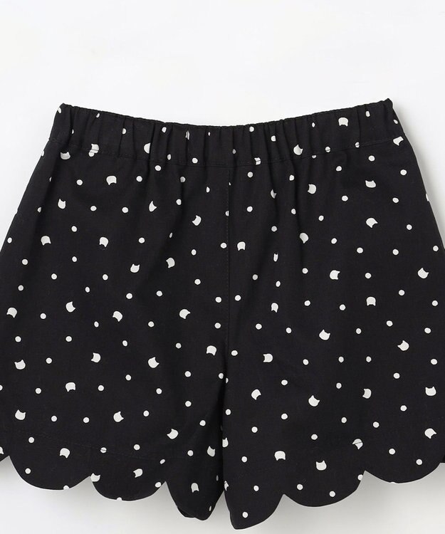 ANY KIDS 【洗濯機可能】スカラップショートパンツ ブラック（ネコ×ドット）