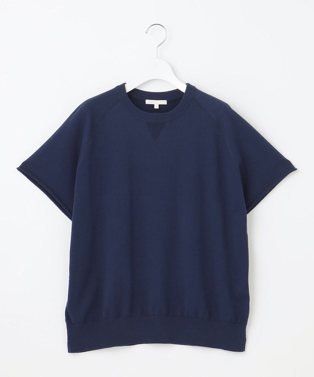 自由区 【洗える】コットンループバックスウェット ニット インディゴブルー