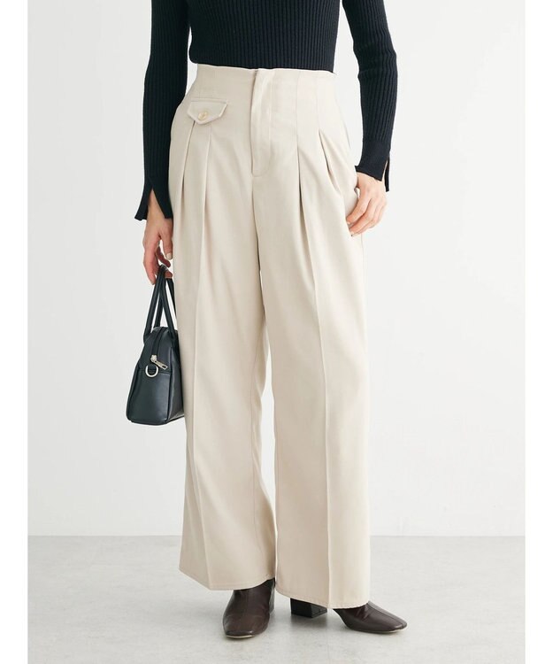 Green Parks ・Ｐｅｔｉｔ　Ｆｌｅｕｒ　ハイウエストワイドパンツ Ivory