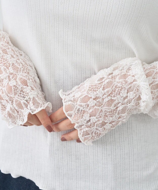 earth music&ecology レース×アイレットプルオ－バー Off White