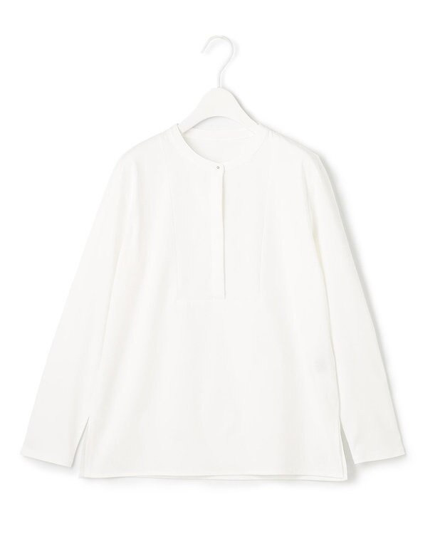 ICB L 【洗える】 コンパクトスムース バンドカラーカットソー オフホワイト系