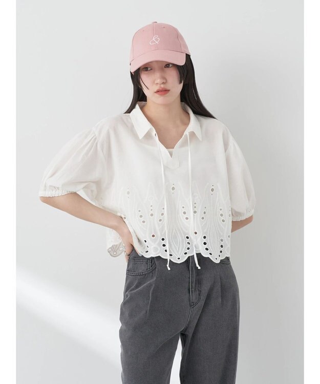 earth music&ecology エンブロイダリープルオーバー Off White