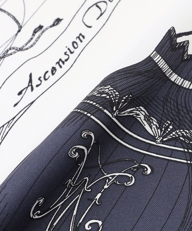 23区 manipuri  バルーンバンダナプリント シルク スカーフ ネイビー系