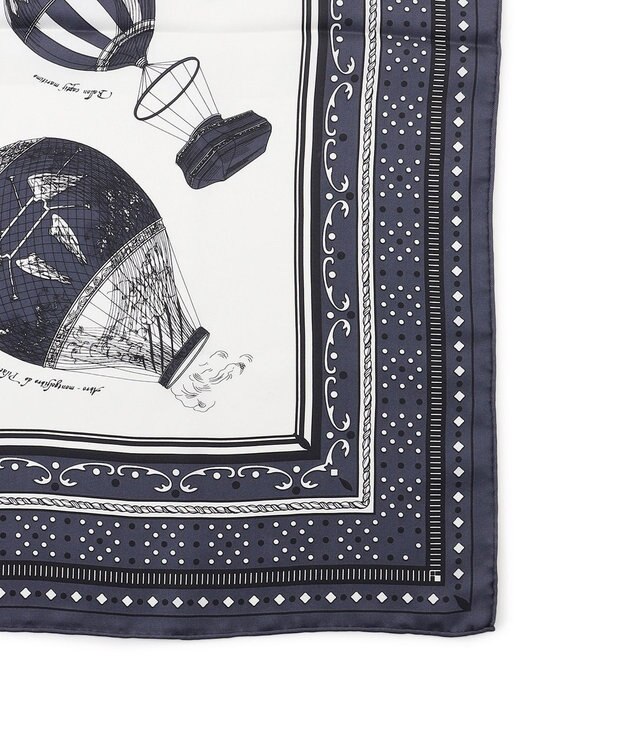 23区 manipuri  バルーンバンダナプリント シルク スカーフ ネイビー系