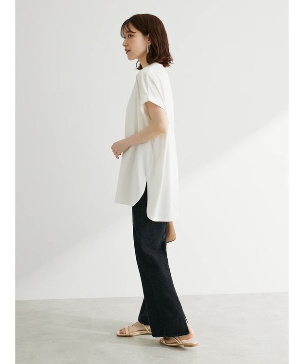 Green Parks 汗じみ防止Ｗカフスフレンチチュニック Off White