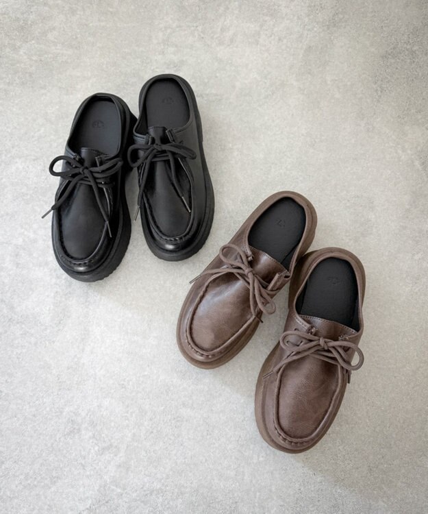 WEGO レースアップデザインサボ ブラック