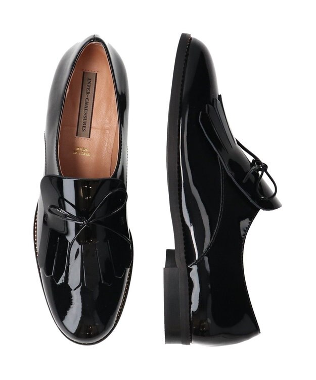 INTER-CHAUSSURES 【INTER-CHAUSSURES】レースリボンエナメルキルトシューズ ブラックエナメル