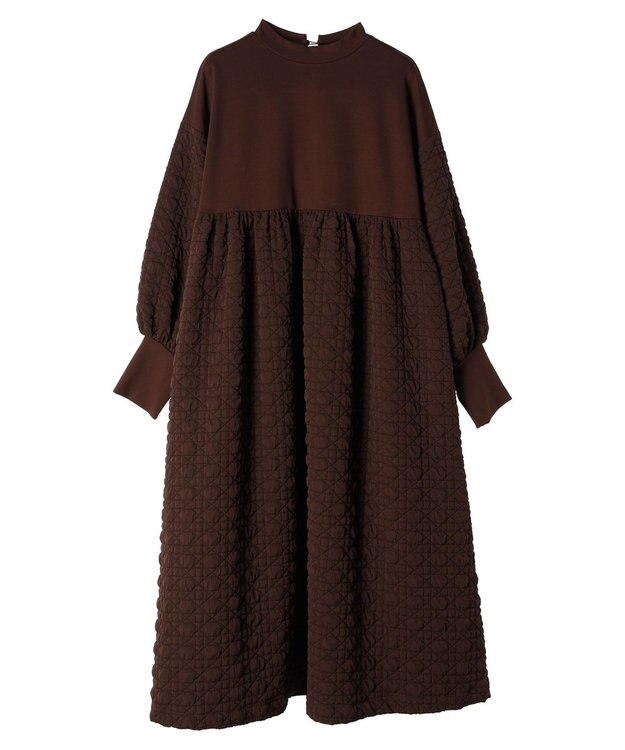 Green Parks armonia．異素材切替ワンピース Brown