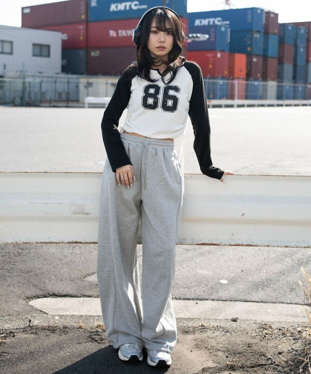 WEGO サイドドロストキーネックロンT ブラック