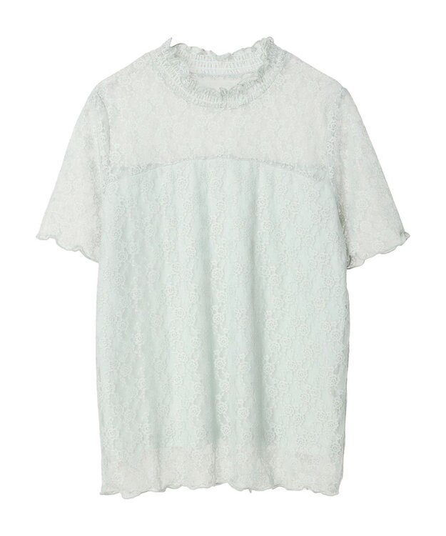 earth music&ecology レースドッキング半袖プルオーバー Mint