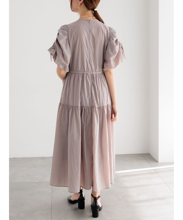 Te chichi スリーブリボンロングワンピース グレー