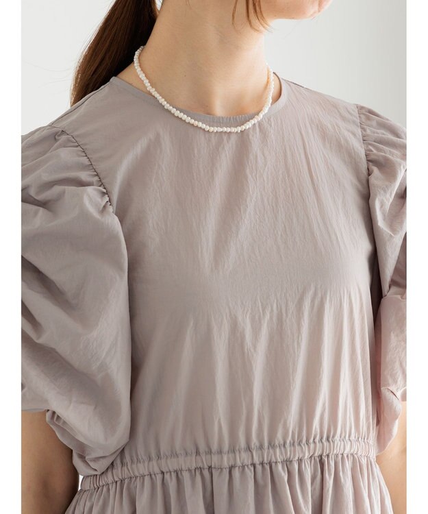 Te chichi スリーブリボンロングワンピース グレー