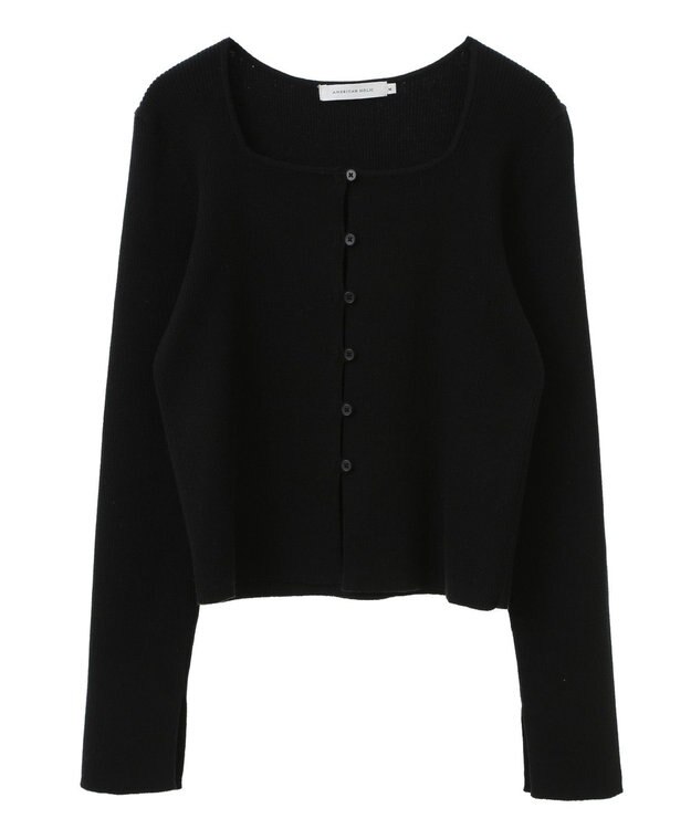 AMERICAN HOLIC スクエアリブニットカーディガン Black