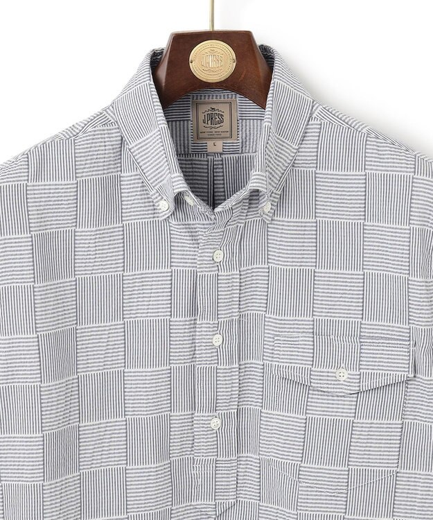 J.PRESS MEN 【クールマックス】パッチワークサッカー プルオーバー ネイビー系9