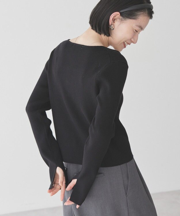 AMERICAN HOLIC スクエアリブニットカーディガン Black