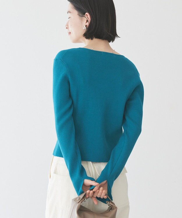AMERICAN HOLIC スクエアリブニットカーディガン Turquoise Blue