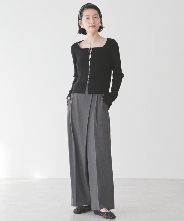 AMERICAN HOLIC スクエアリブニットカーディガン Black