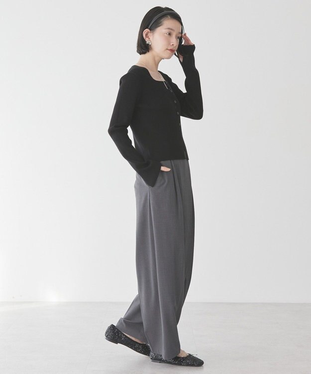 AMERICAN HOLIC スクエアリブニットカーディガン Black