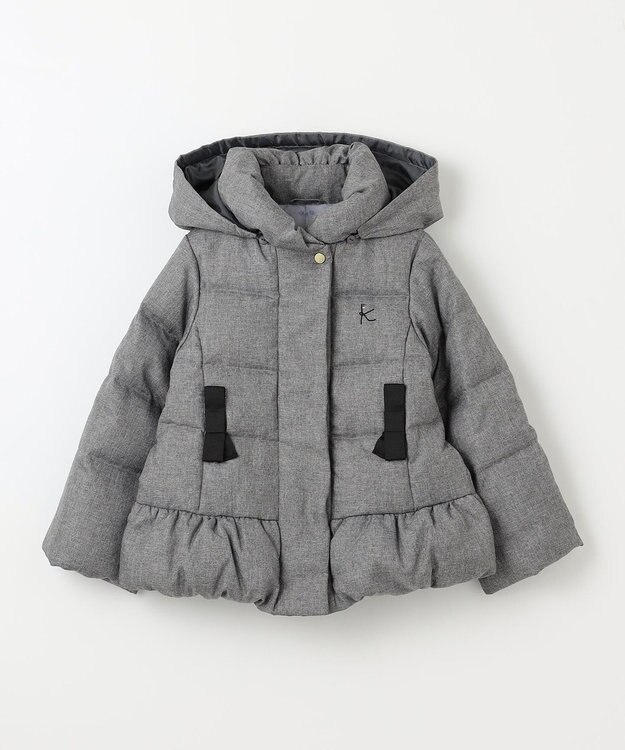 組曲 KIDS 【150-170cm】ウールライク ダウンコート ライトグレー系