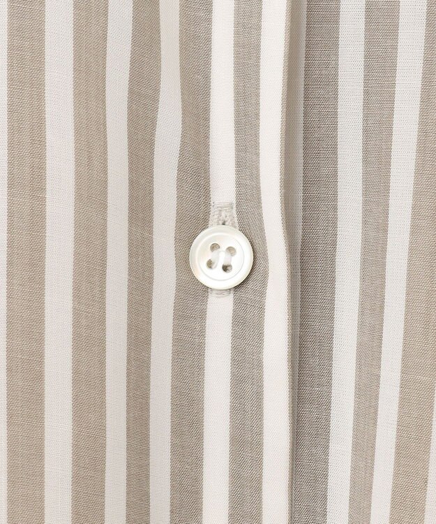 ICB L 【洗える】 キュプラローンストライプ シャツ オリーブストライプ系