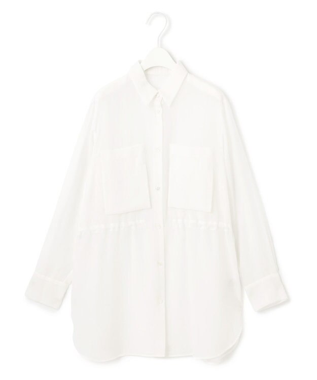 ICB L 【洗える】 PlaXシアーオーガンジー シャツ オフホワイト系