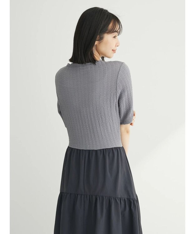 Green Parks しぼドッキングワンピース Charcoal Gray