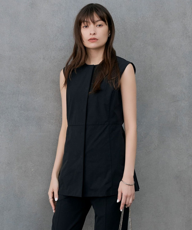  【接触冷感・UVカット・撥水・洗える】 プルーフ4WAYタフタ ジレブラウス