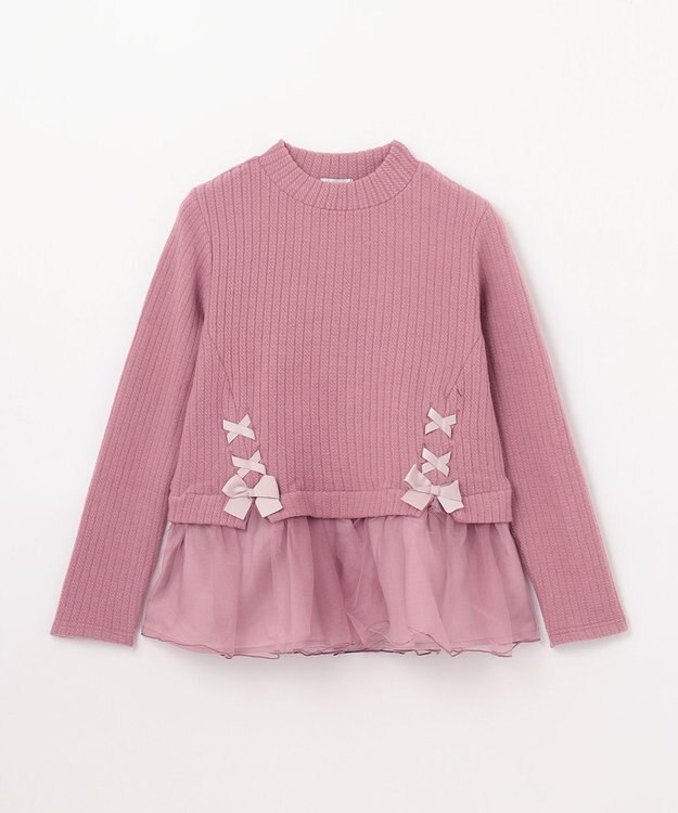 ANY KIDS 表起毛 レースアップ チュニック ピンク