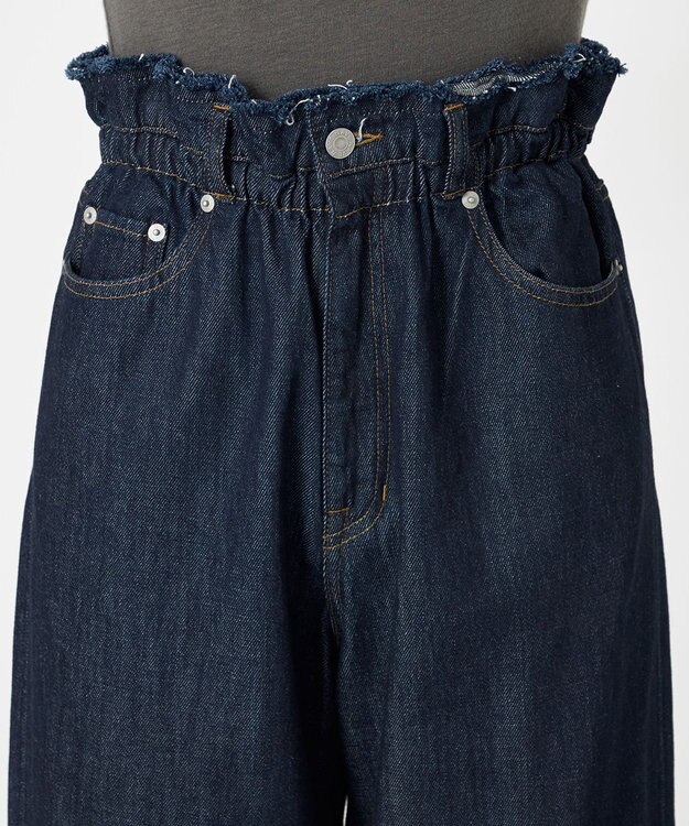 NAVE 【ReNAVE・洗える/軽量】ライトデニム ウエストギャザーパンツ ネイビー系