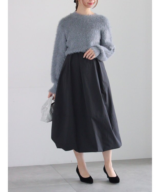 Te chichi シャギーヤーンロングスリーブニット チャコールグレー